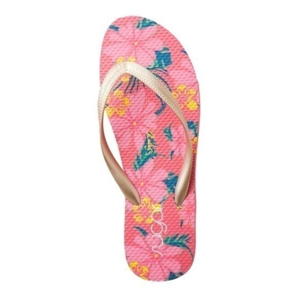Pink Tropical Flip Flops